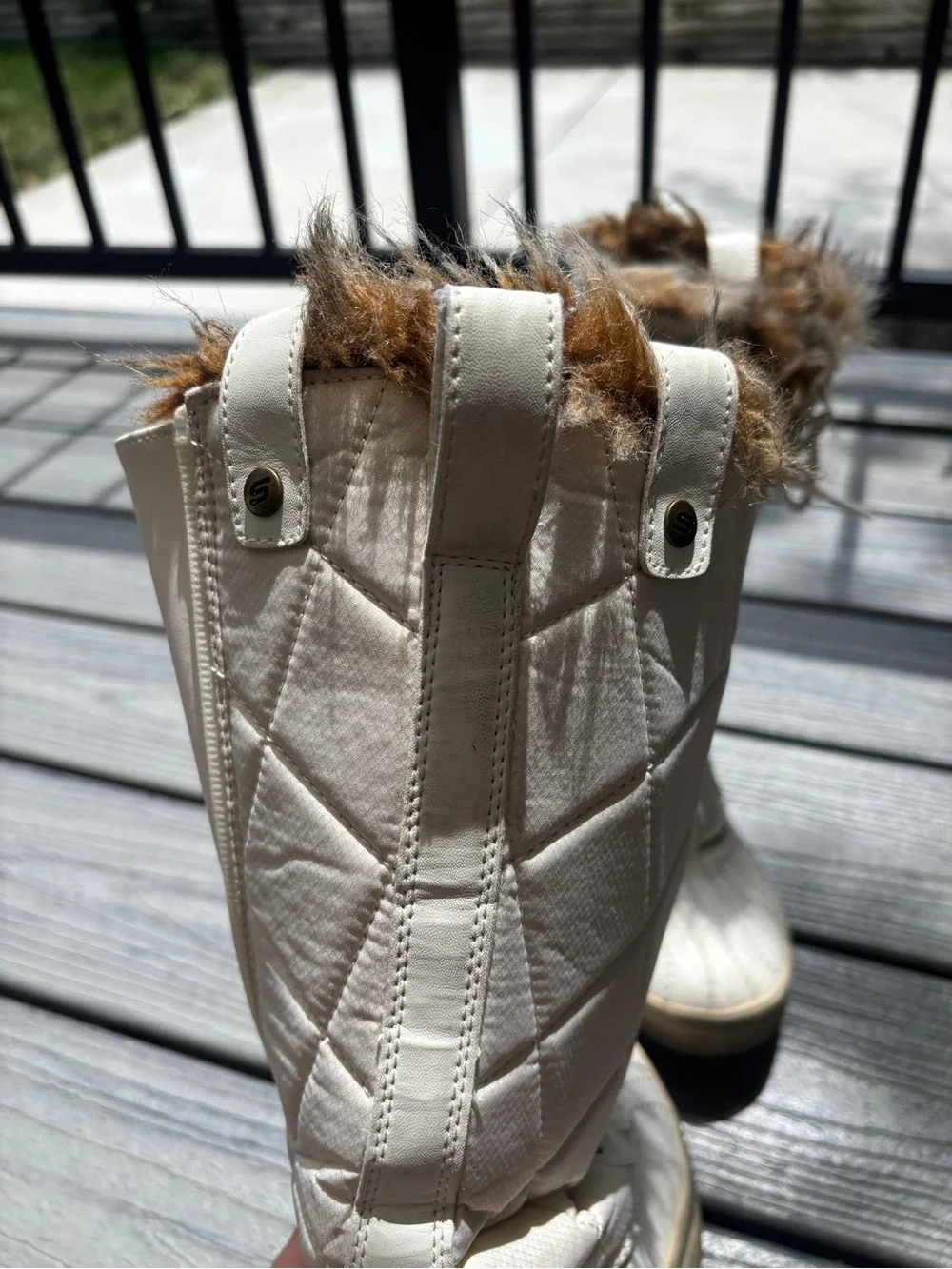 Cream Faux-Fur Lined Lace-Up Winter Boots